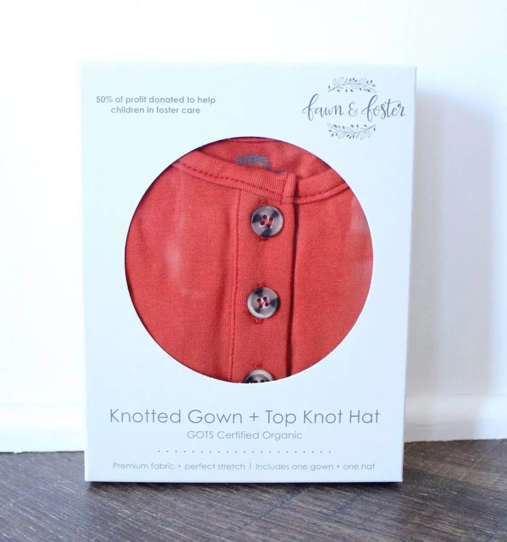 Baby Organic Knotted Gown + Top Knot Hat Sleep Sack