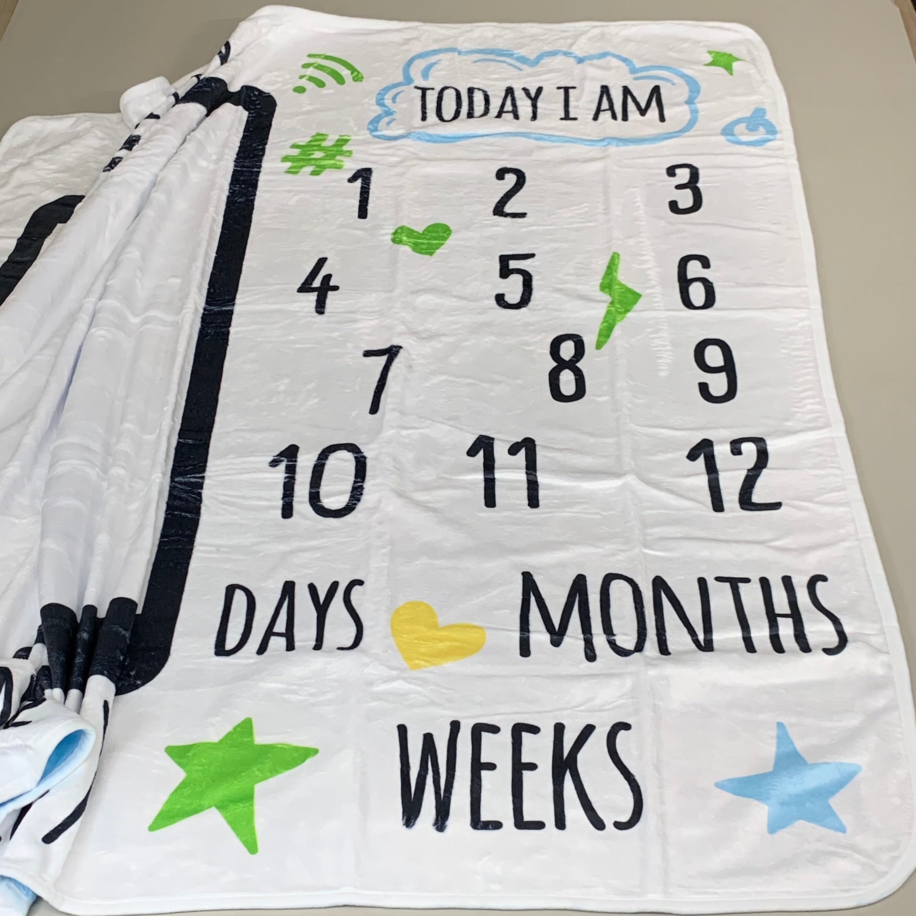 ME BLANKY Baby Milestone Blanket Boys & Girls Soft Fleece 60"x40" Blue/Yellow